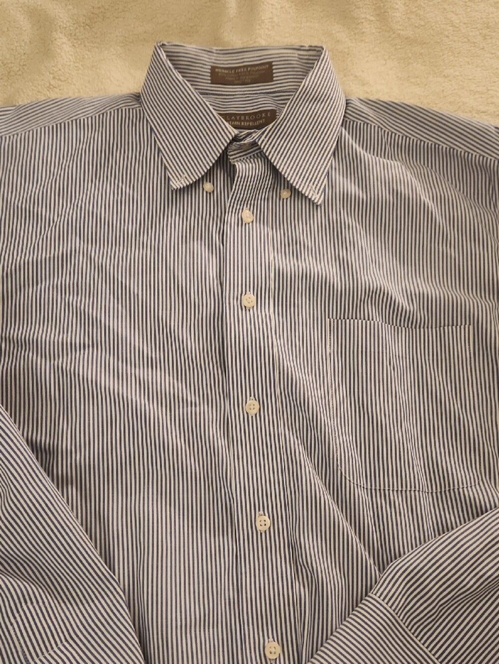Claybrooke Men's Blue Pinpoint Stripe Button-Down Shirt